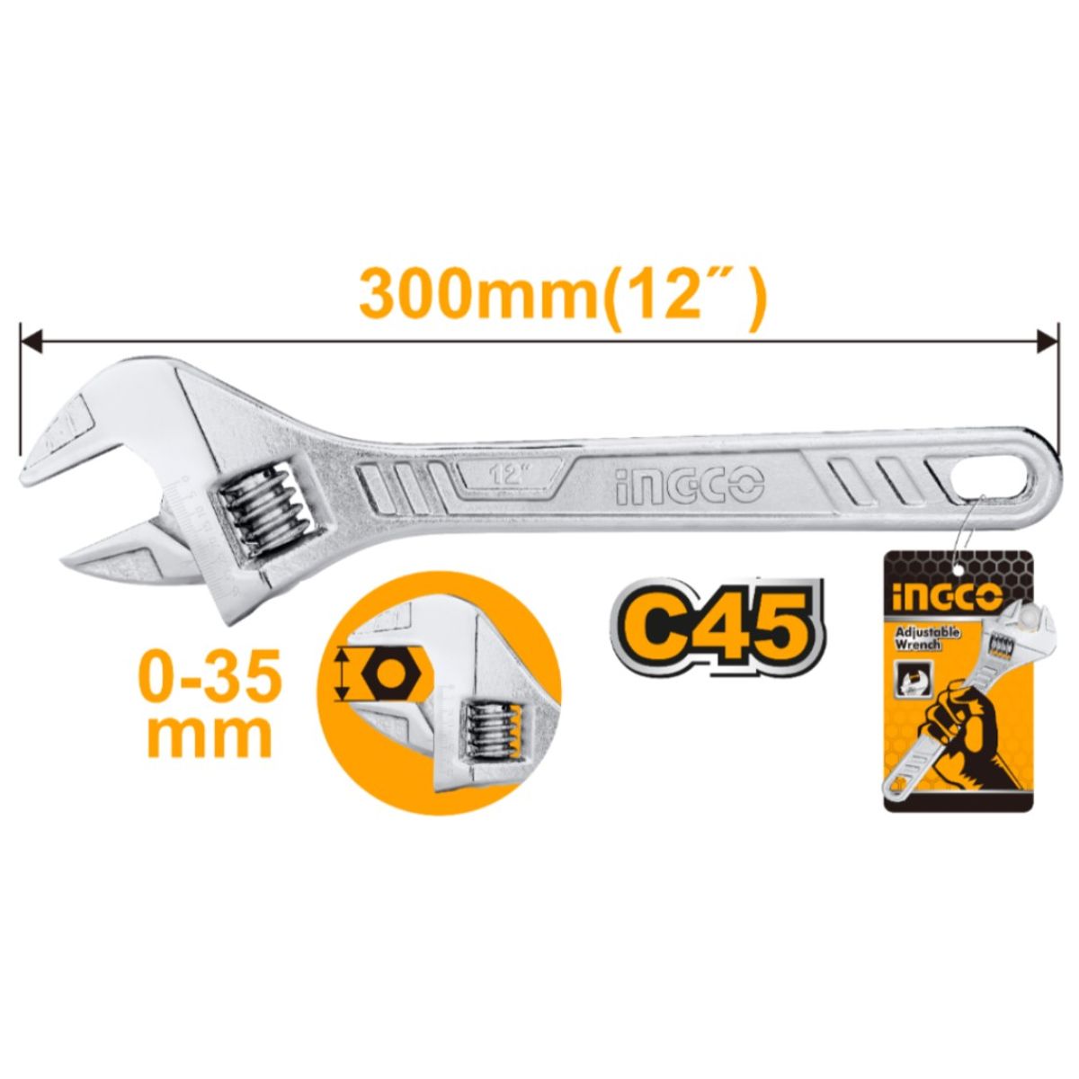 LLAVE AJUSTABLE 300MM/12" INGCO HADW131122, marca INGCO - Foto Principal