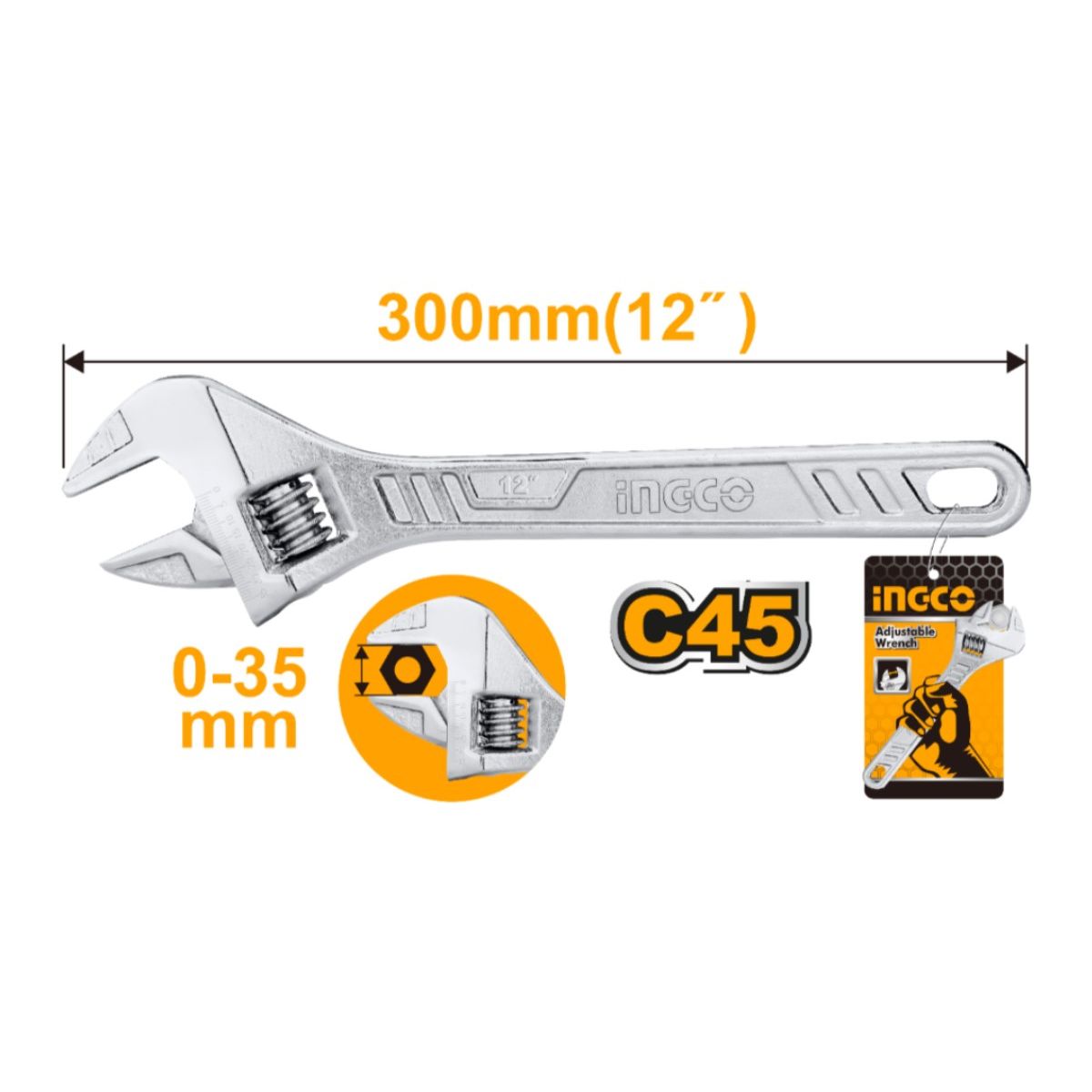 LLAVE AJUSTABLE 300MM/12" INGCO HADW131122, marca INGCO - Foto Principal
