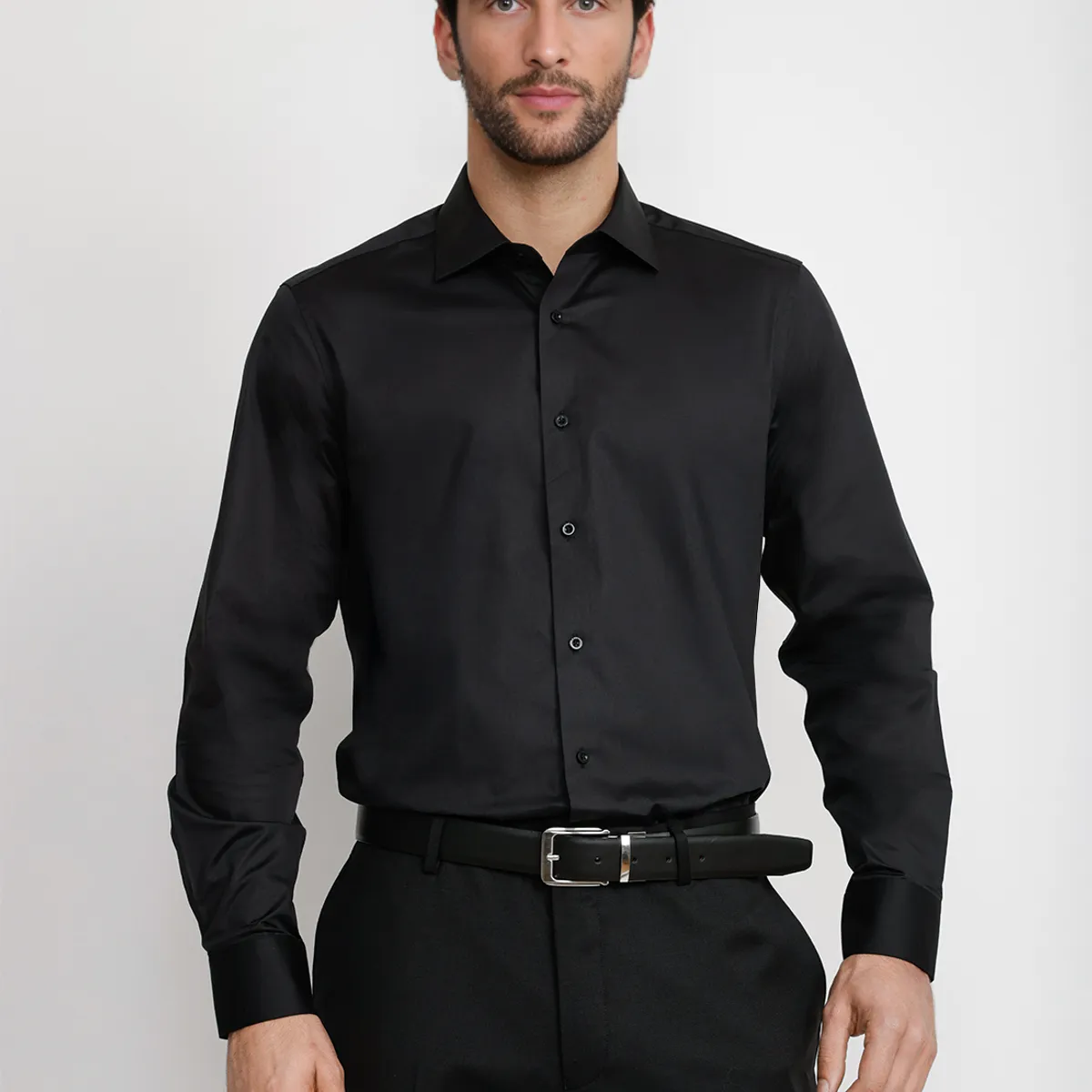 TRIAL - Camisa Hombre Formal Popelina Dynamic Negro