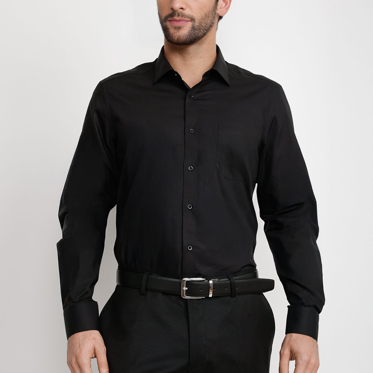 TRIAL - Camisa Hombre Formal Popelina Classic Negro