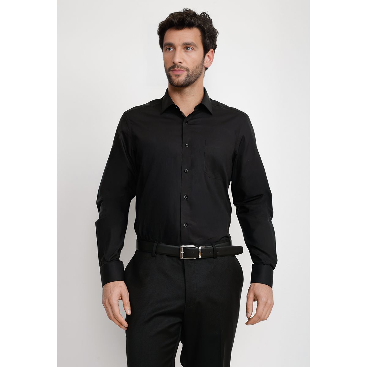 TRIAL - Camisa Hombre Formal Popelina Classic Negro