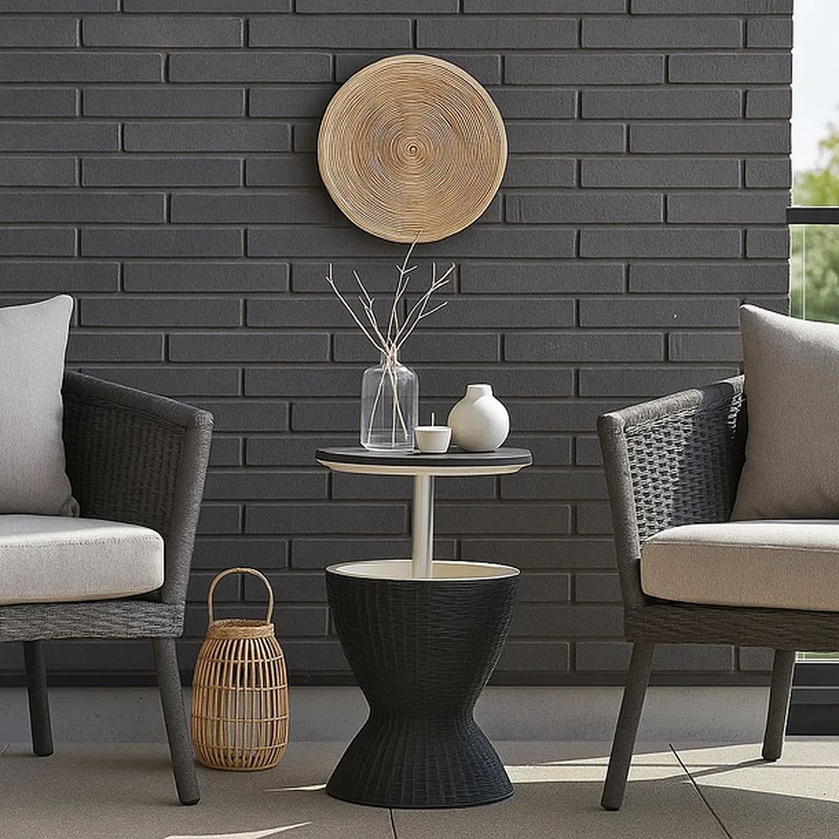 PANDALINO - Mesa Cooler Yarra - Rattan Sintético - Regulable para Terraza y Bar