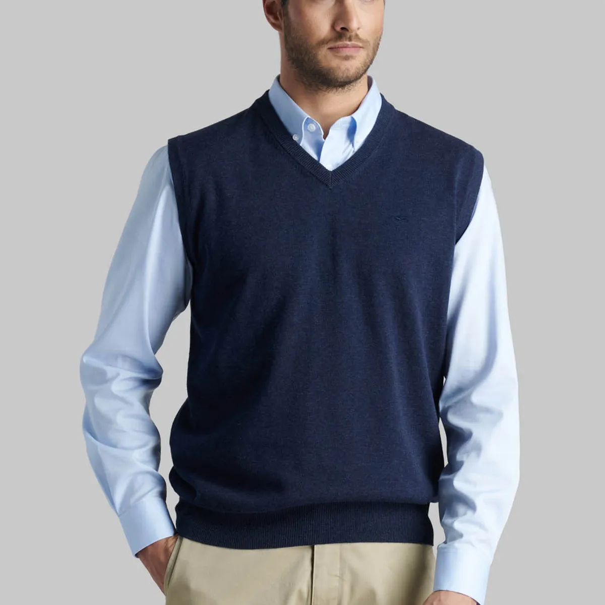 FEROUCH - Sweater Smart Casual W/O Sleeve Azul Ferouch