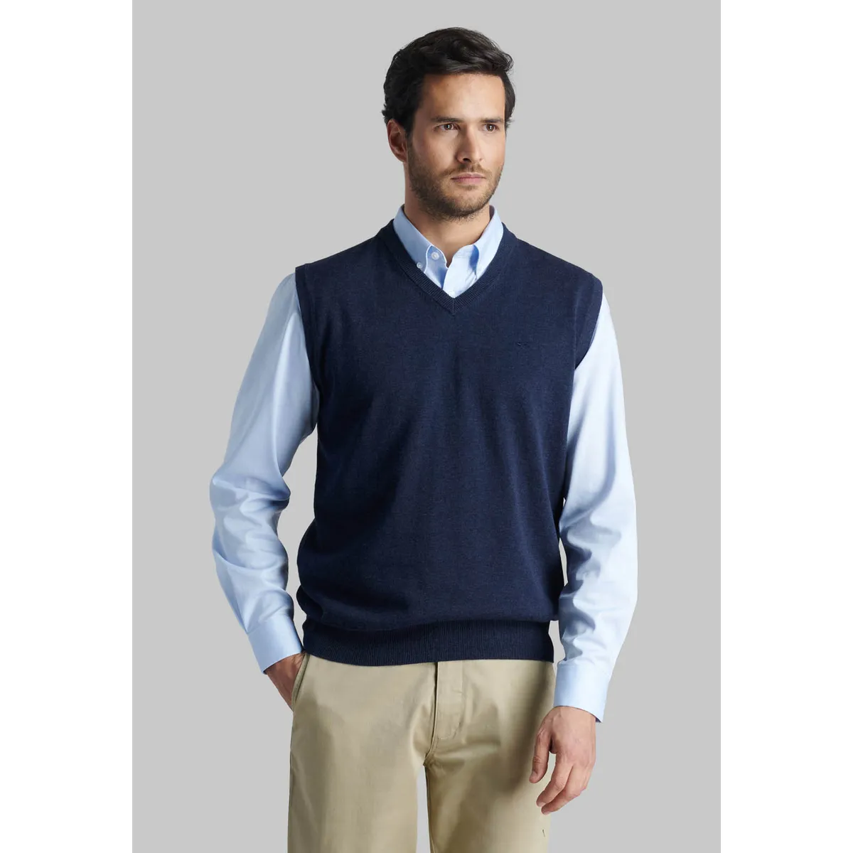 FEROUCH - Sweater Smart Casual W/O Sleeve Azul Ferouch