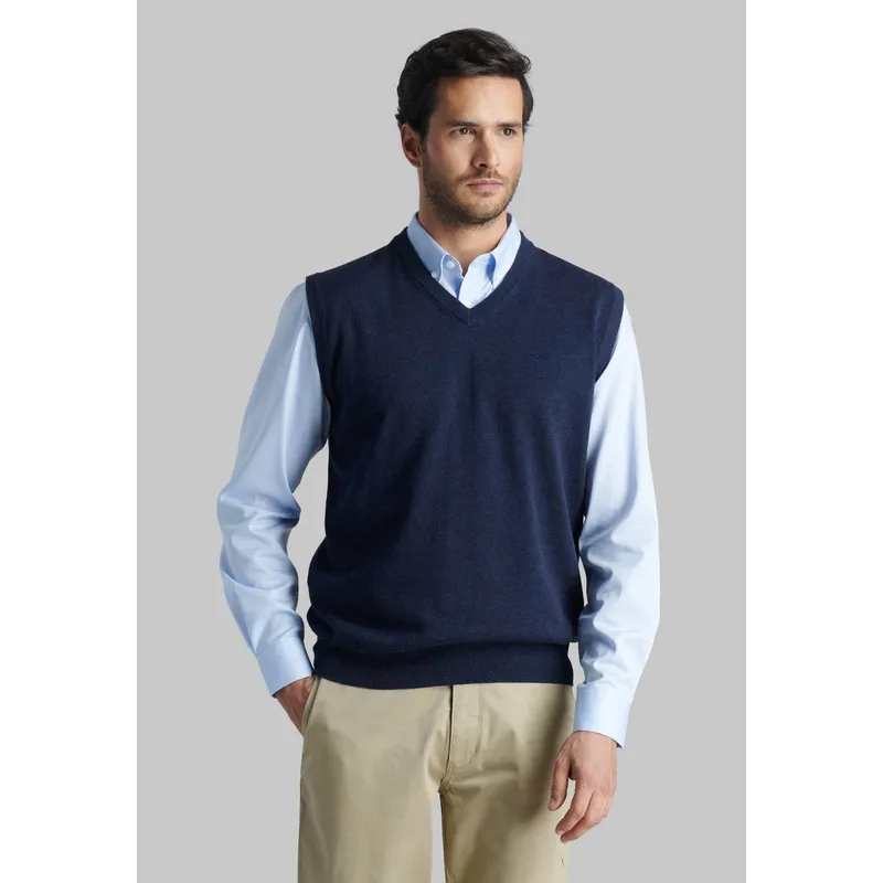 FEROUCH - Sweater Smart Casual W/O Sleeve Azul Ferouch