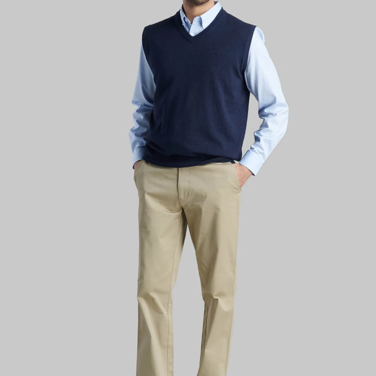 FEROUCH - Sweater Smart Casual W/O Sleeve Azul Ferouch