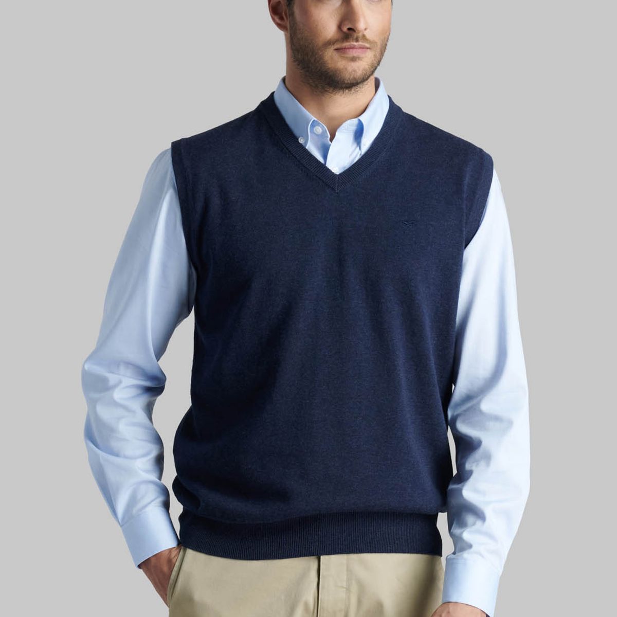 FEROUCH - Sweater Smart Casual W/O Sleeve Azul Ferouch
