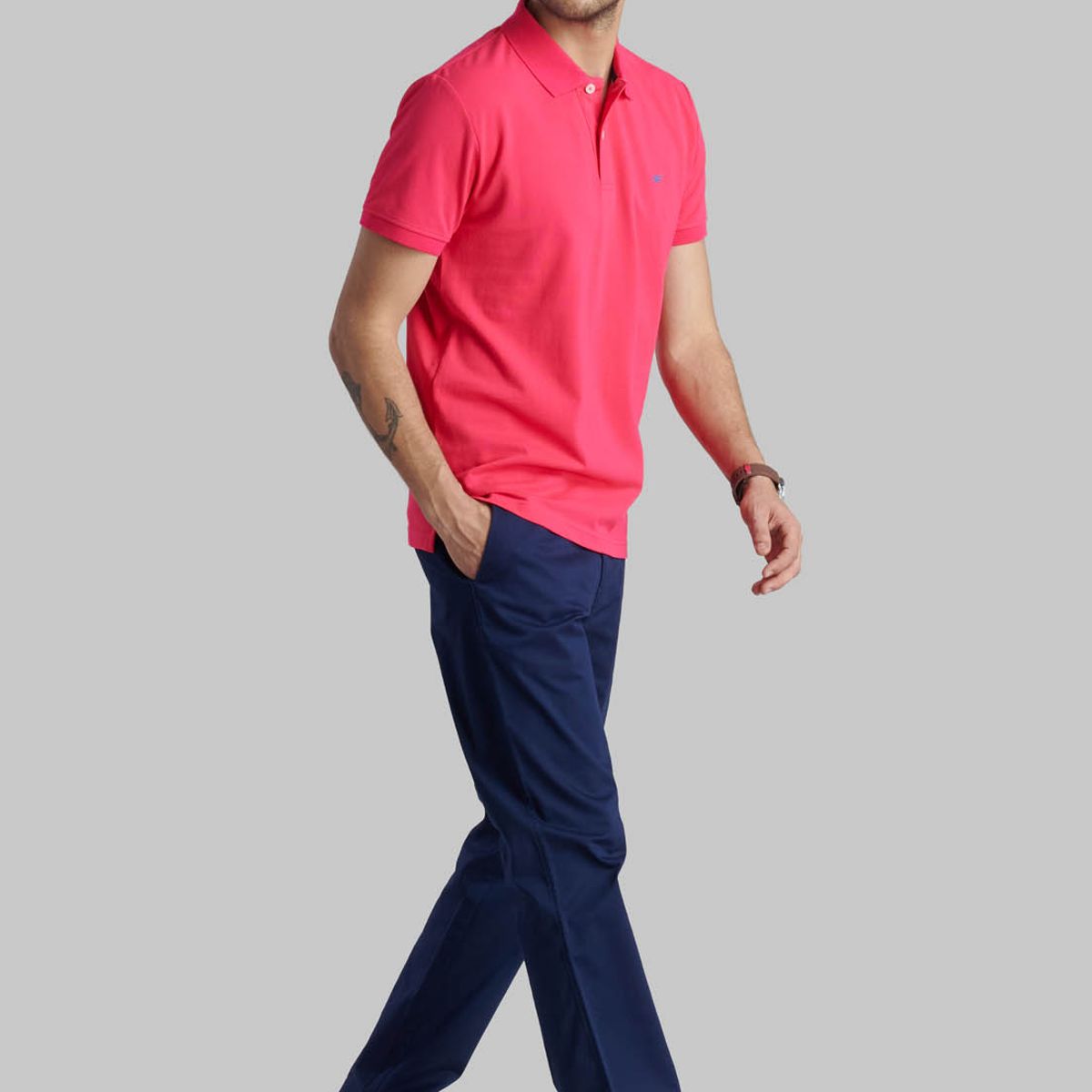 FEROUCH - Polera Pique Basica Rosado Ferouch