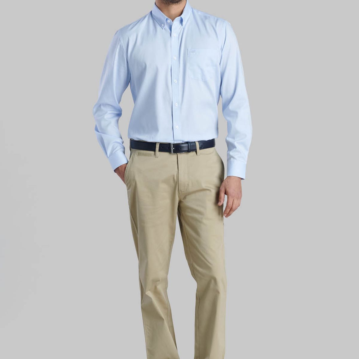 FEROUCH - Camisa Oxford Smart Casual Celeste Ferouch