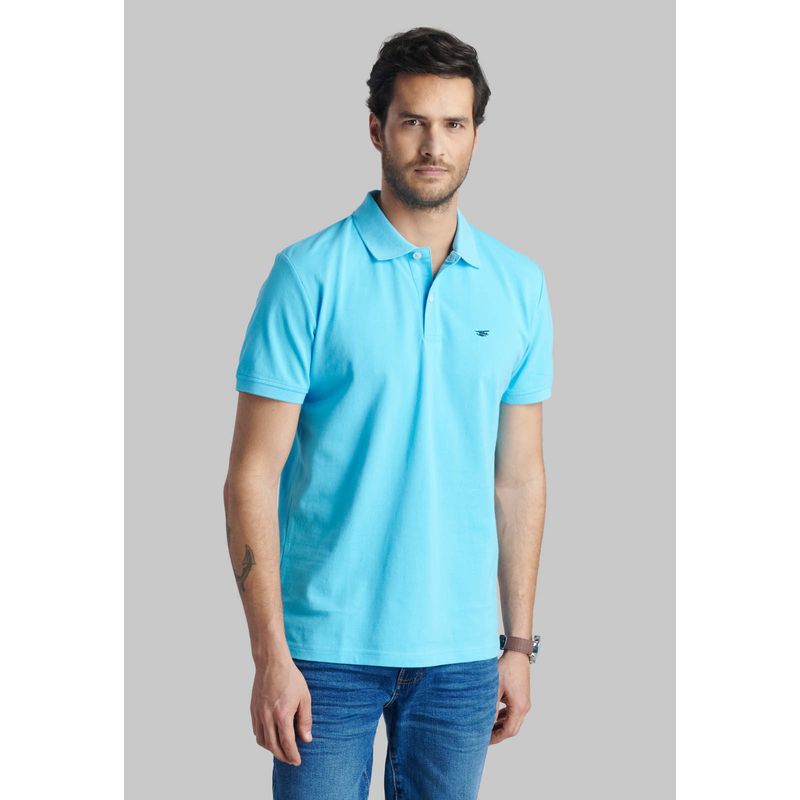 FEROUCH - Polera Pique Basica Celeste Ferouch
