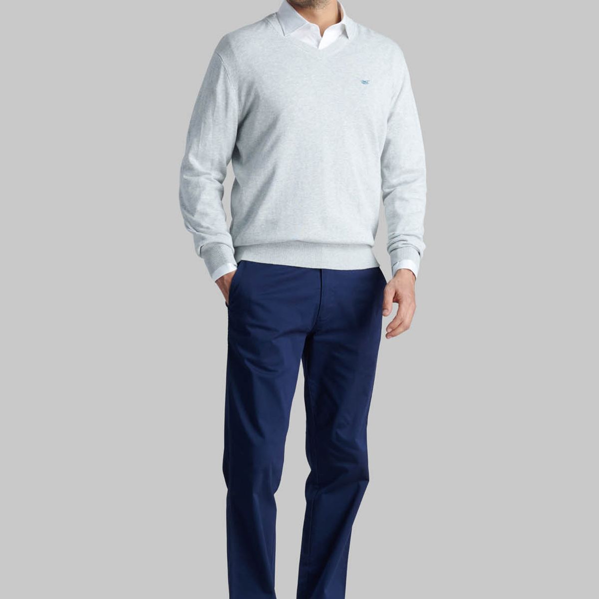 FEROUCH - Sweater V Neck Melange Gris Ferouch