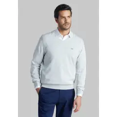 FEROUCH - Sweater V Neck Melange Gris