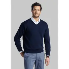 FEROUCH - Sweater V Neck Solido Azul