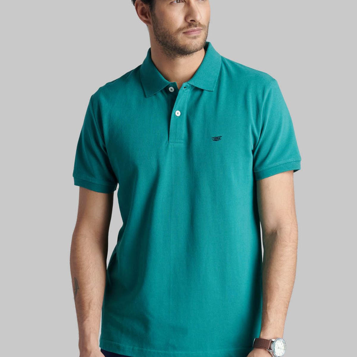 FEROUCH - Polera Pique Basica Verde Ferouch