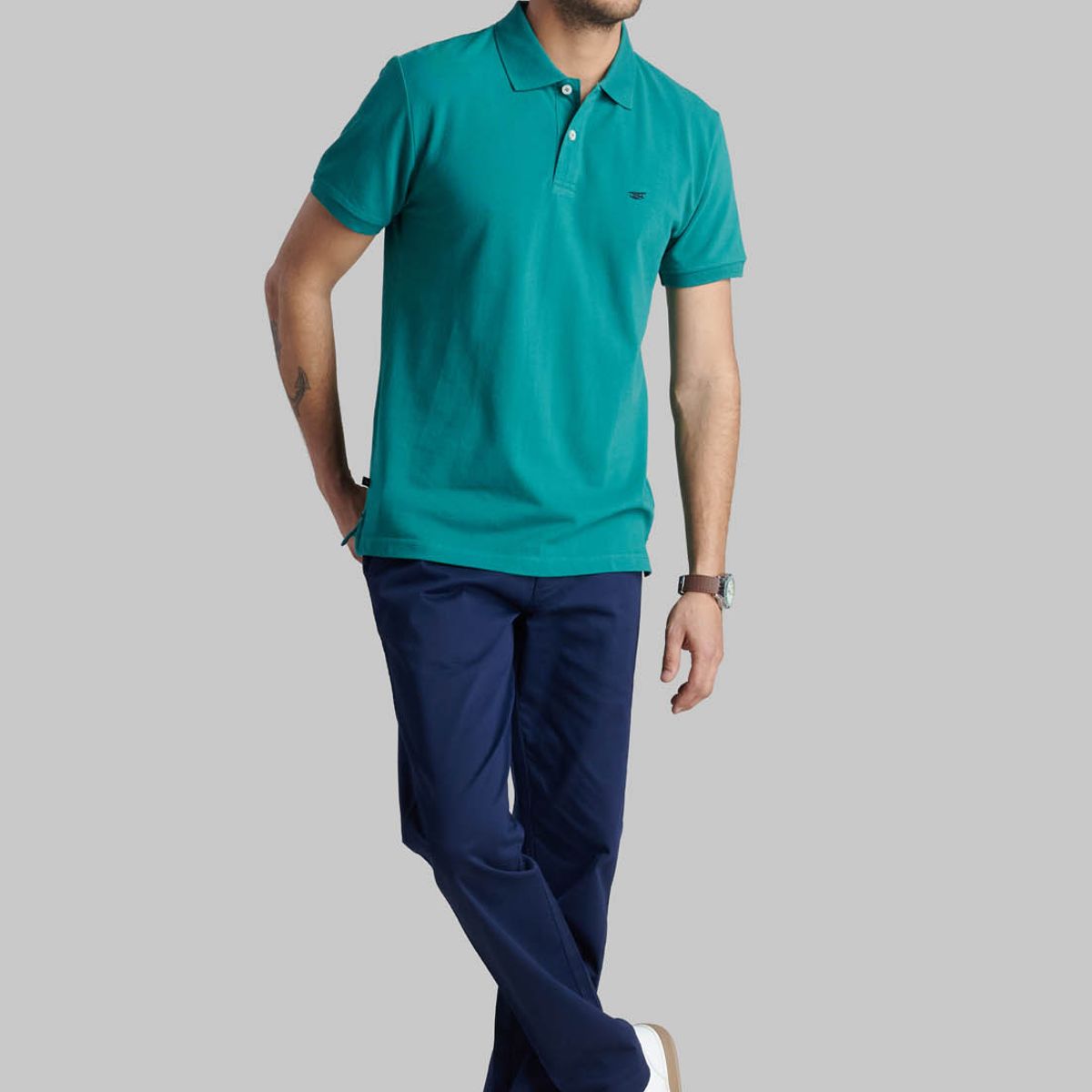 FEROUCH - Polera Pique Basica Verde Ferouch