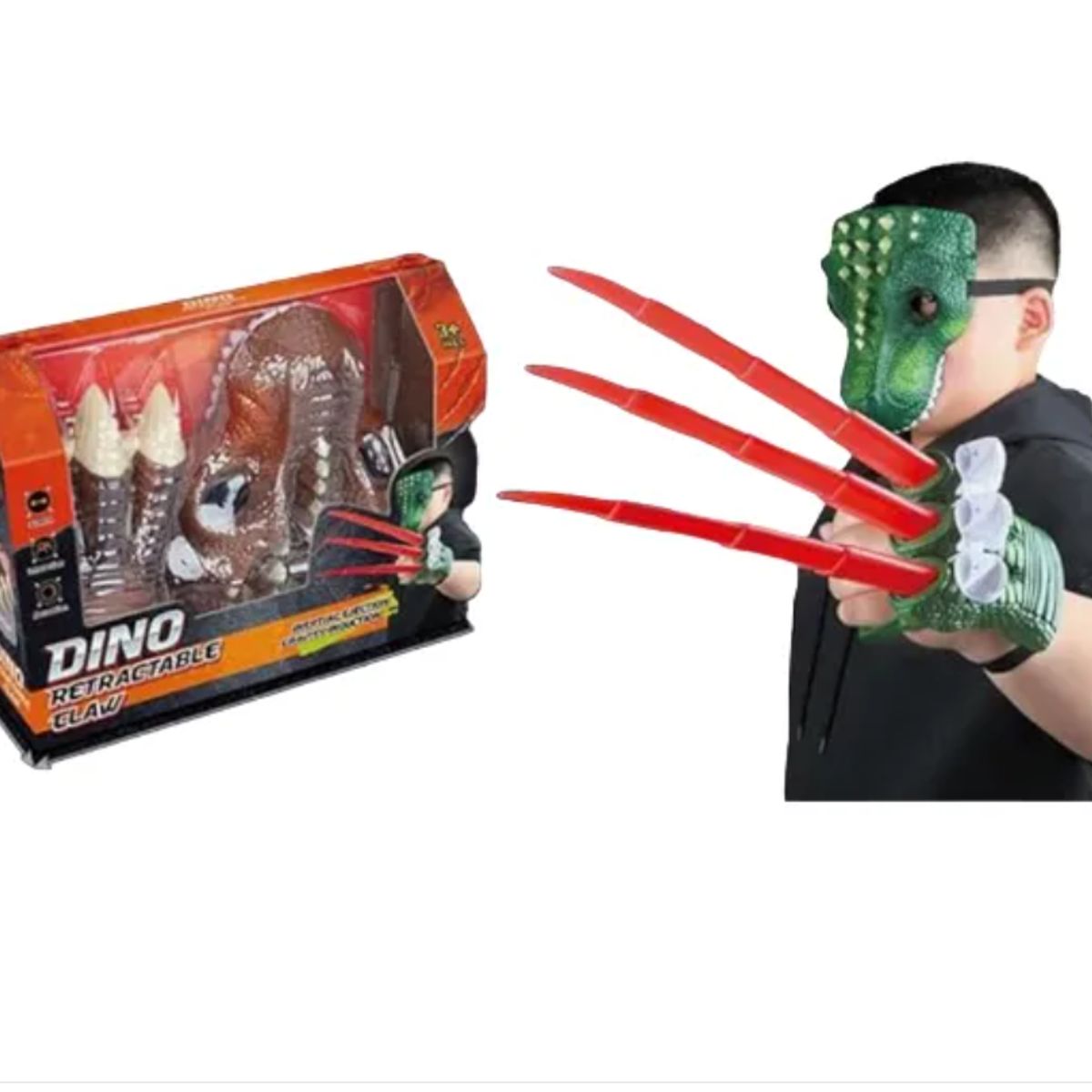GENERICO - Mascara + Garra Retractil Dinosaurio Infantil Verde