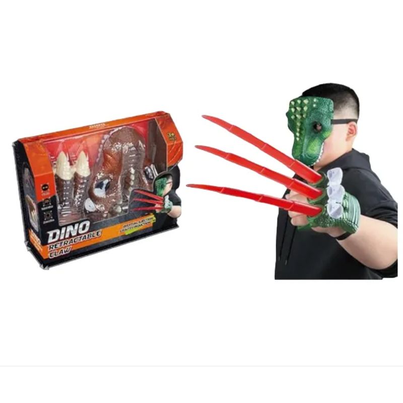 GENERICO - Mascara + Garra Retractil Dinosaurio Infantil Verde