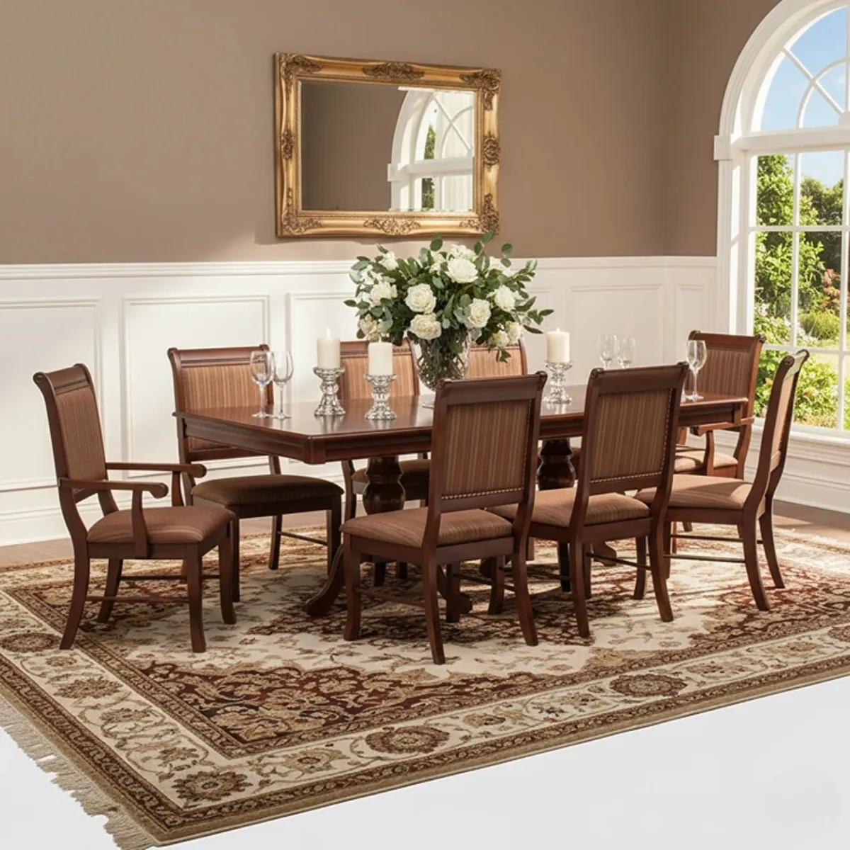 DANIELS - Mesa Comedor Madera + 6 Sillas + 2 Sitiales Ternara