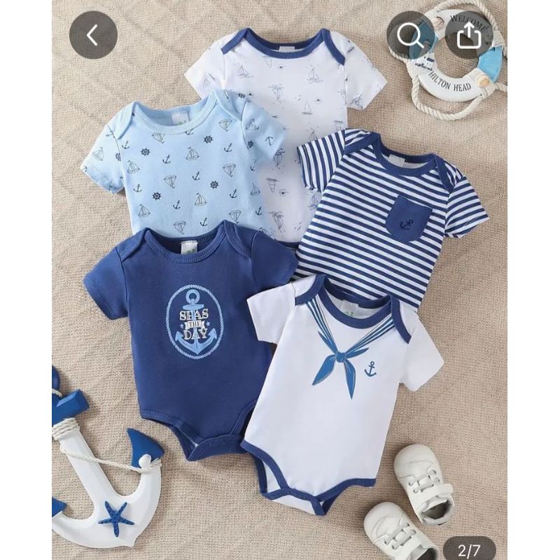 ENCANTO - Bodys Bebé Algodón 5 pzas  Diseño Marineros