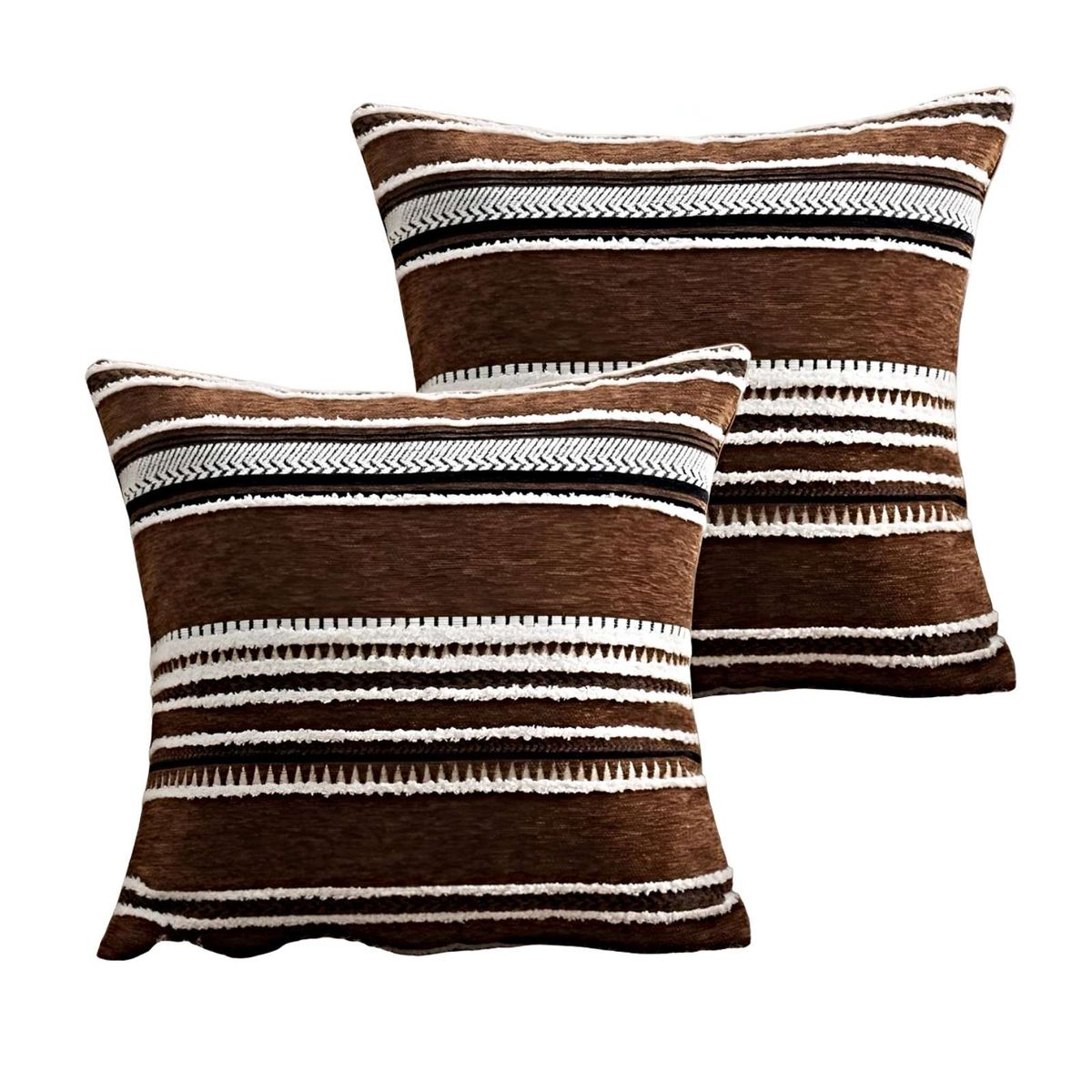 GENERICO - JUEGO DE 2 FUNDAS DE COJINES DISEÑO CHENILLE LINEAS MANDALA A2…