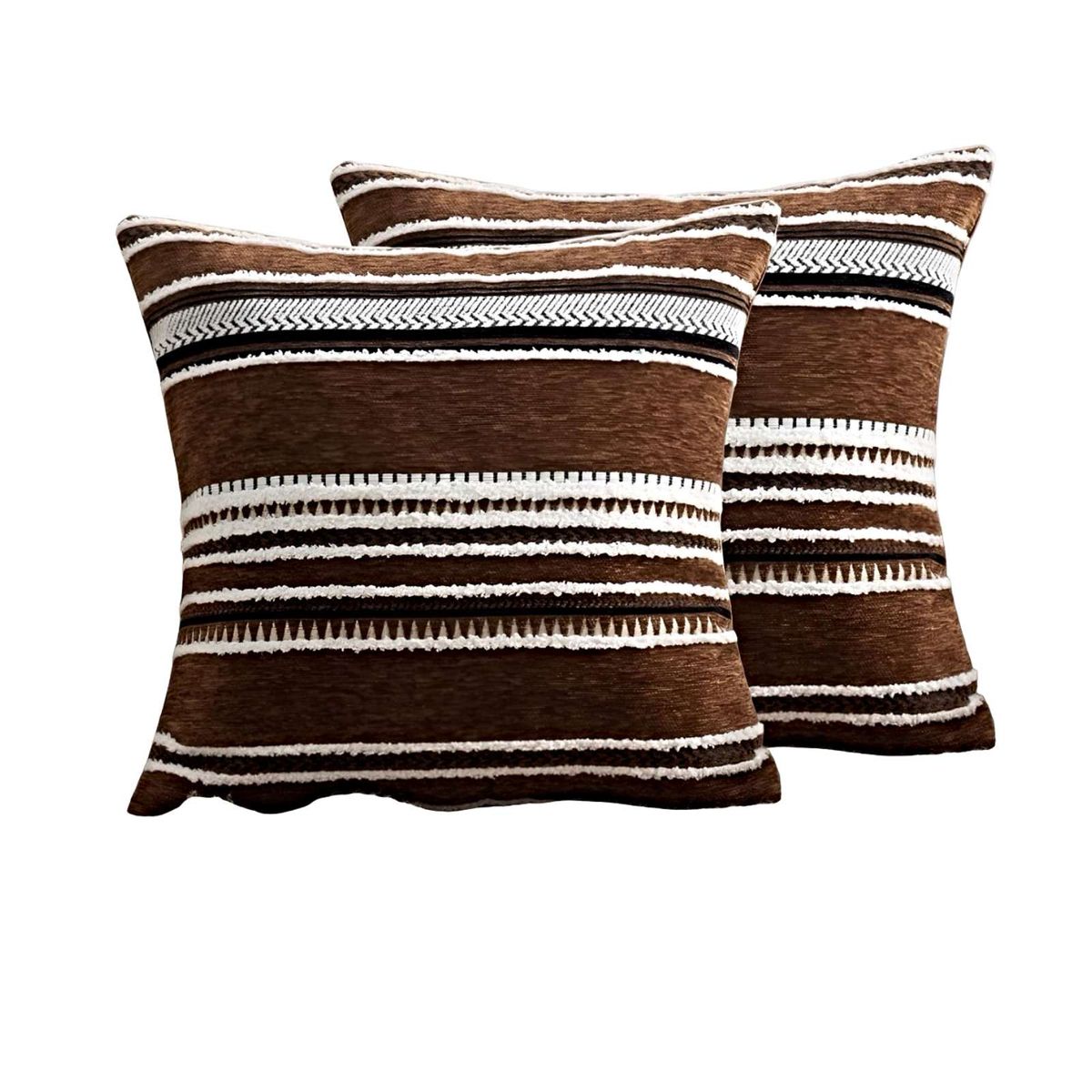 GENERICO - JUEGO DE 2 FUNDAS DE COJINES DISEÑO CHENILLE LINEAS MANDALA A2…