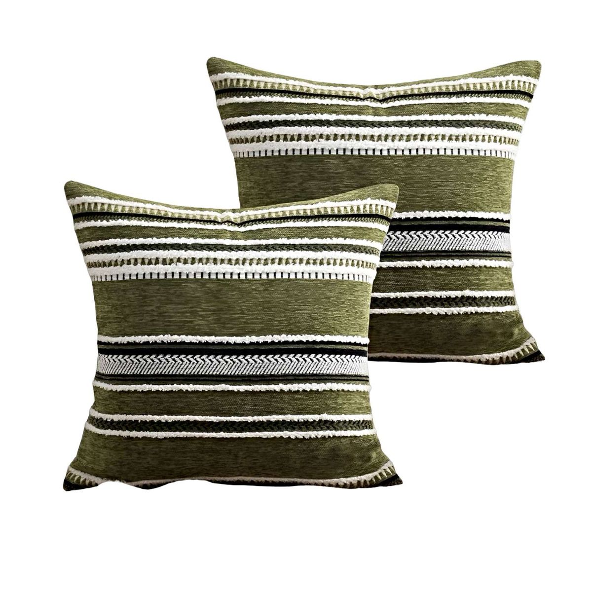 GENERICO - JUEGO DE 2 FUNDAS DE COJINES DISEÑO CHENILLE LINEAS MANDALA A3…