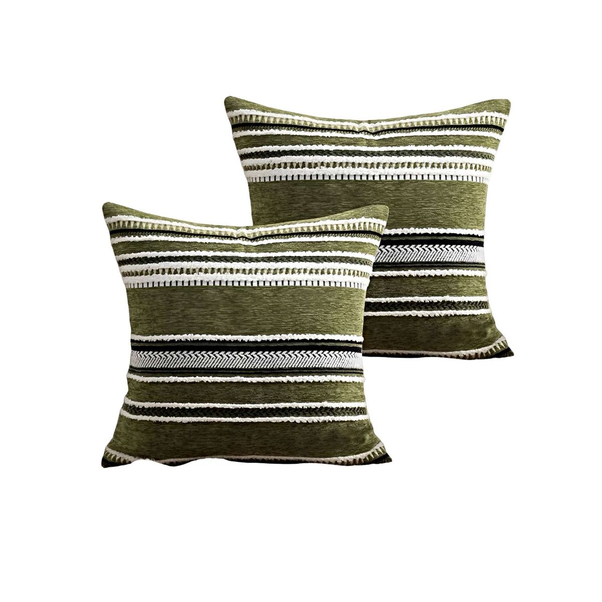 GENERICO - JUEGO DE 2 FUNDAS DE COJINES DISEÑO CHENILLE LINEAS MANDALA A3…