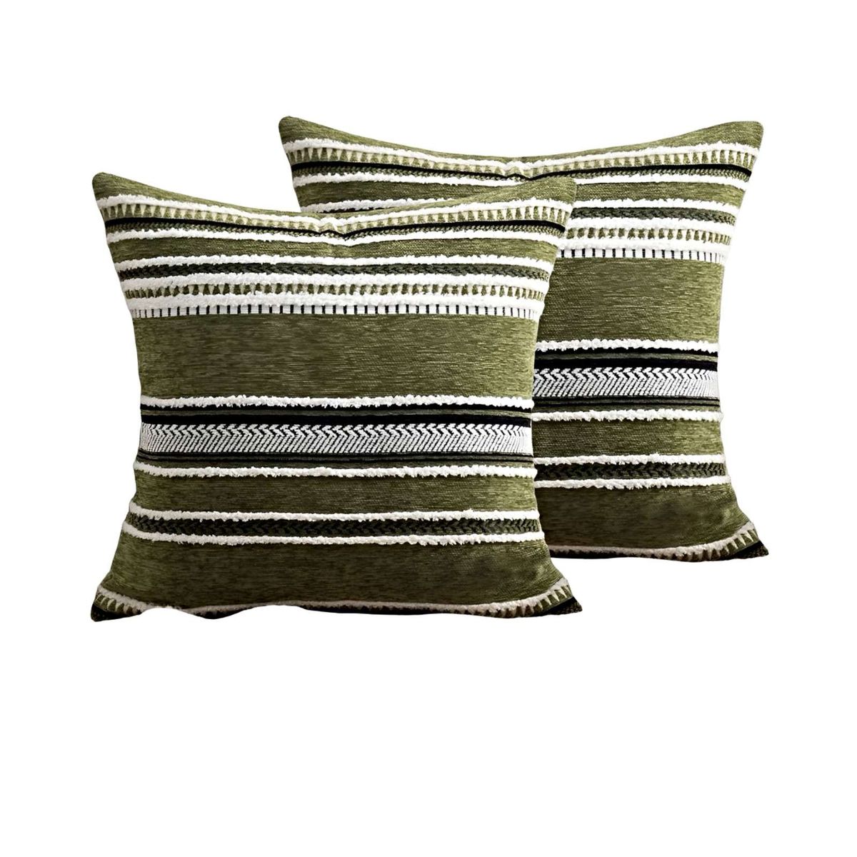 GENERICO - JUEGO DE 2 FUNDAS DE COJINES DISEÑO CHENILLE LINEAS MANDALA A3…