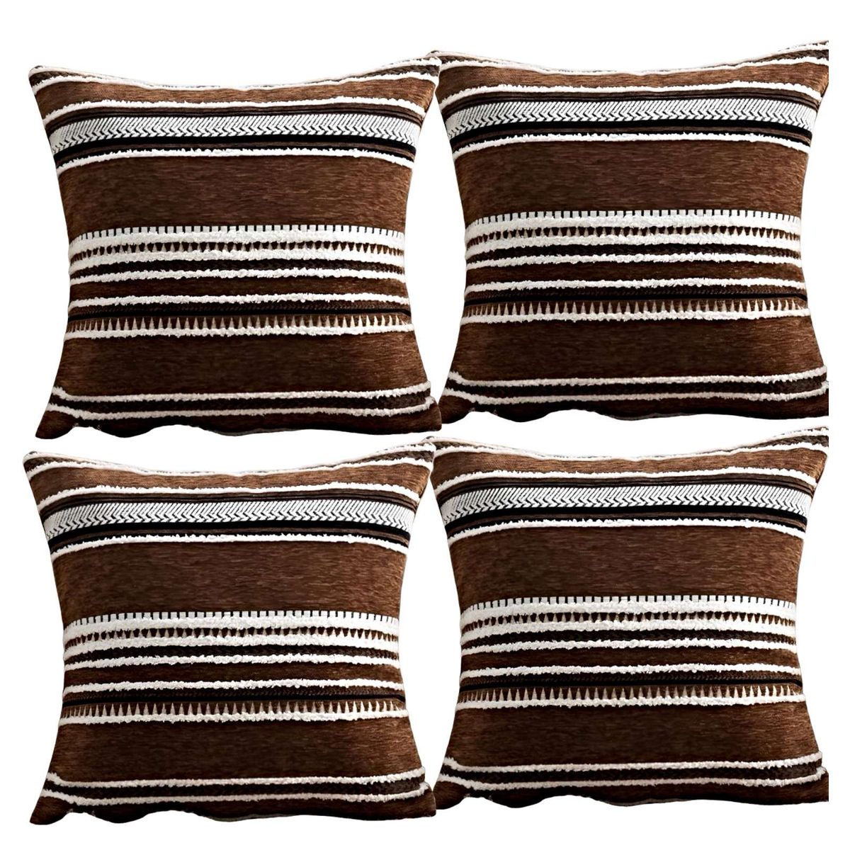 GENERICO - JUEGO DE 4 FUNDAS DE COJINES DISEÑO CHENILLE LINEAS MANDALA A3…