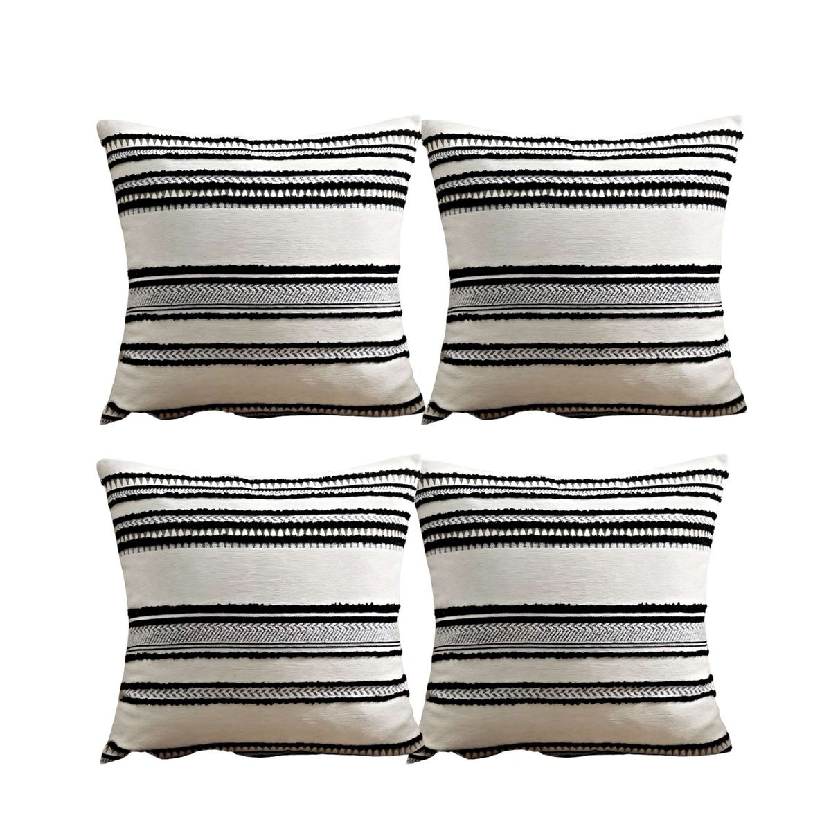 GENERICO - JUEGO DE 4 FUNDAS DE COJINES DISEÑO CHENILLE LINEAS MANDALA A2