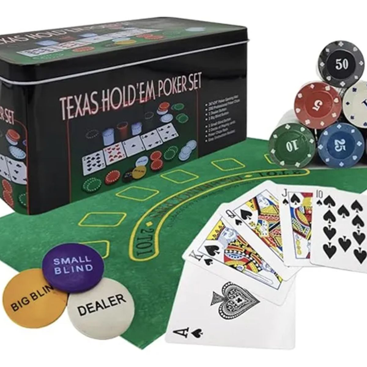 GENERICO - Set Poker 200 Fichas Texas Holdem