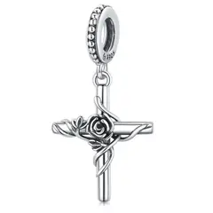 LK LUKSO - Charm Cruz Con Rosa en Plata 925