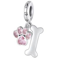 Charm Dije Perrito Huellita con Huesito en Plata 925