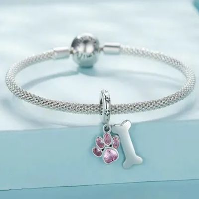 Imagen 2 del producto Charm Dije Perrito Huellita con Huesito en Plata 925