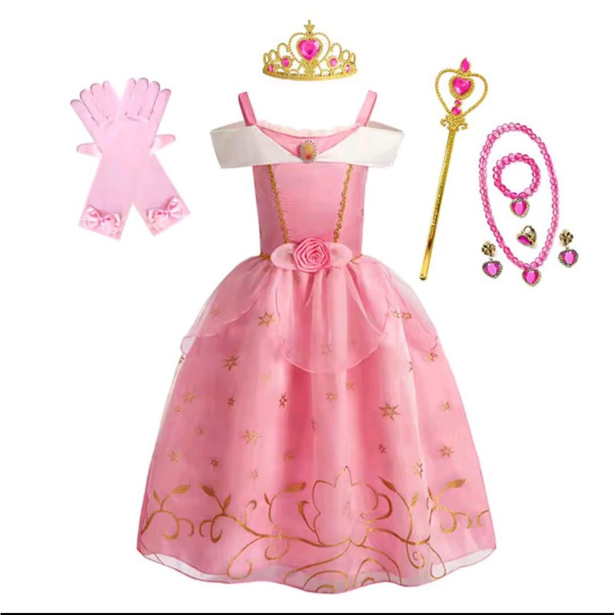 GENERICO - Set disfraz princesa vestido y accesorios para niña 4 años