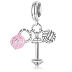LK LUKSO - Charm Dije en Plata 925 Deporte Vóleibol Pesa Mancuerna