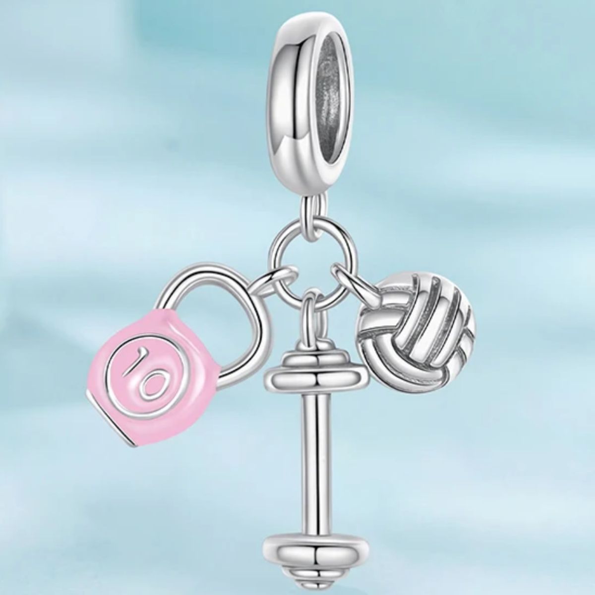 LK LUKSO - Charm Dije en Plata 925 Deporte Vóleibol Pesa Mancuerna