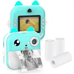GENERICO - Mini Impresora+Camara Gatito Turquesa