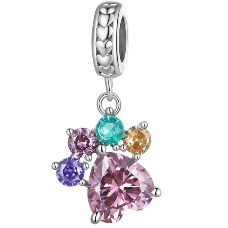 LK LUKSO - Charm Dije Colgante Huella Perrito Circón Brillante en Plata 925