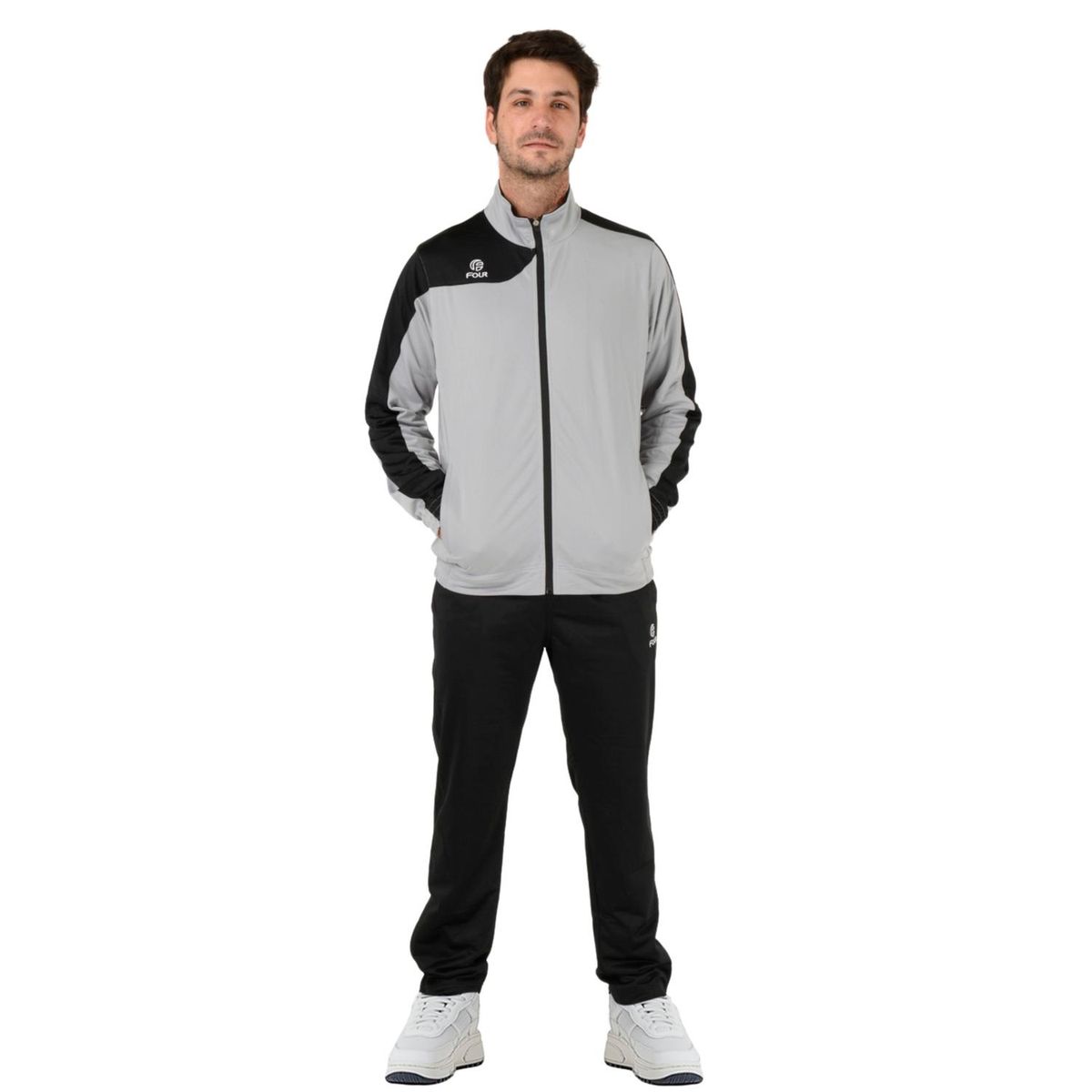 FOUR - Conjunto Buzo Hombre Four Monaco Gris Negro Chaqueta + Pantalón