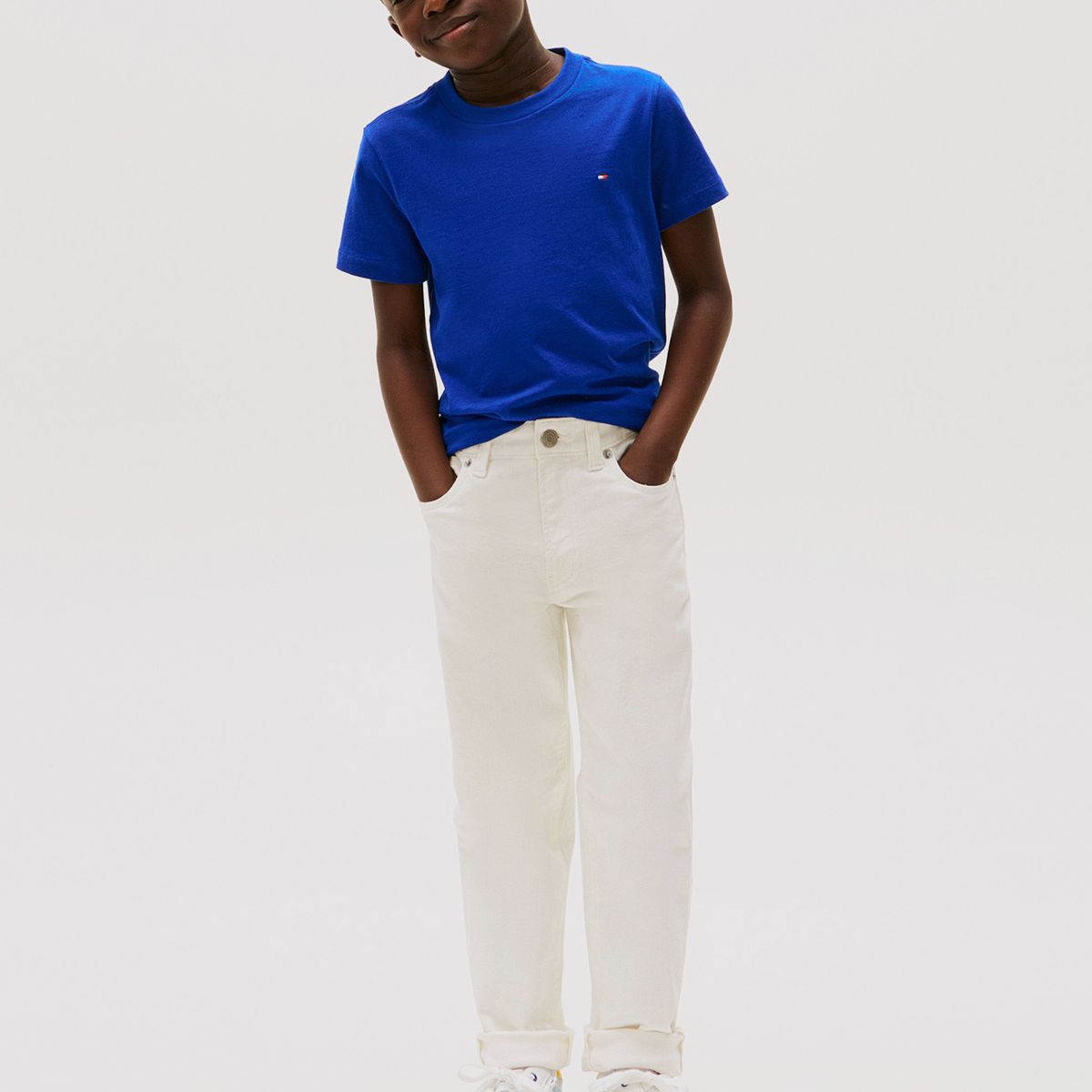 TOMMY HILFIGER - Polera Essential De Cuello Redondo Azul Tommy Hilfiger