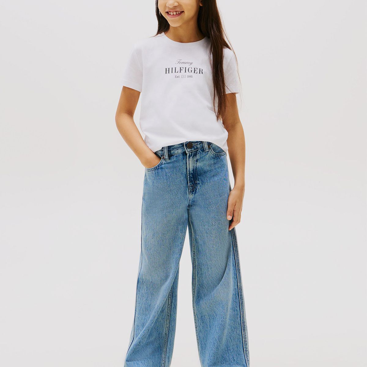 TOMMY HILFIGER - Polera Con Logo De Purpurina Blanco Tommy Hilfiger