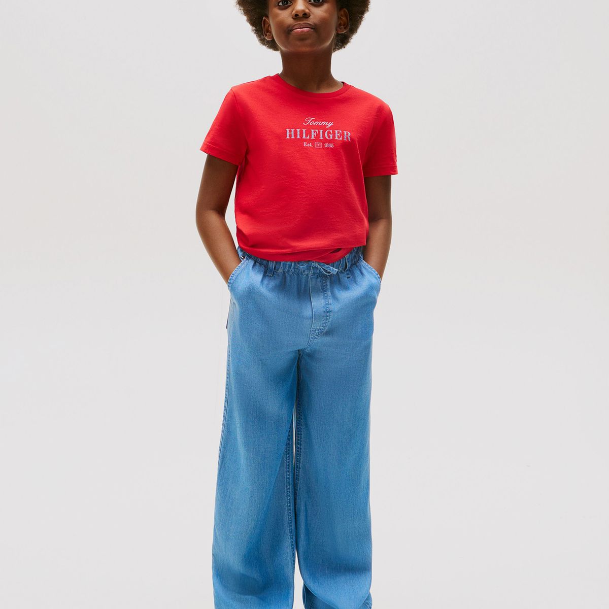 TOMMY HILFIGER - Polera Con Logo De Purpurina Rojo Tommy Hilfiger