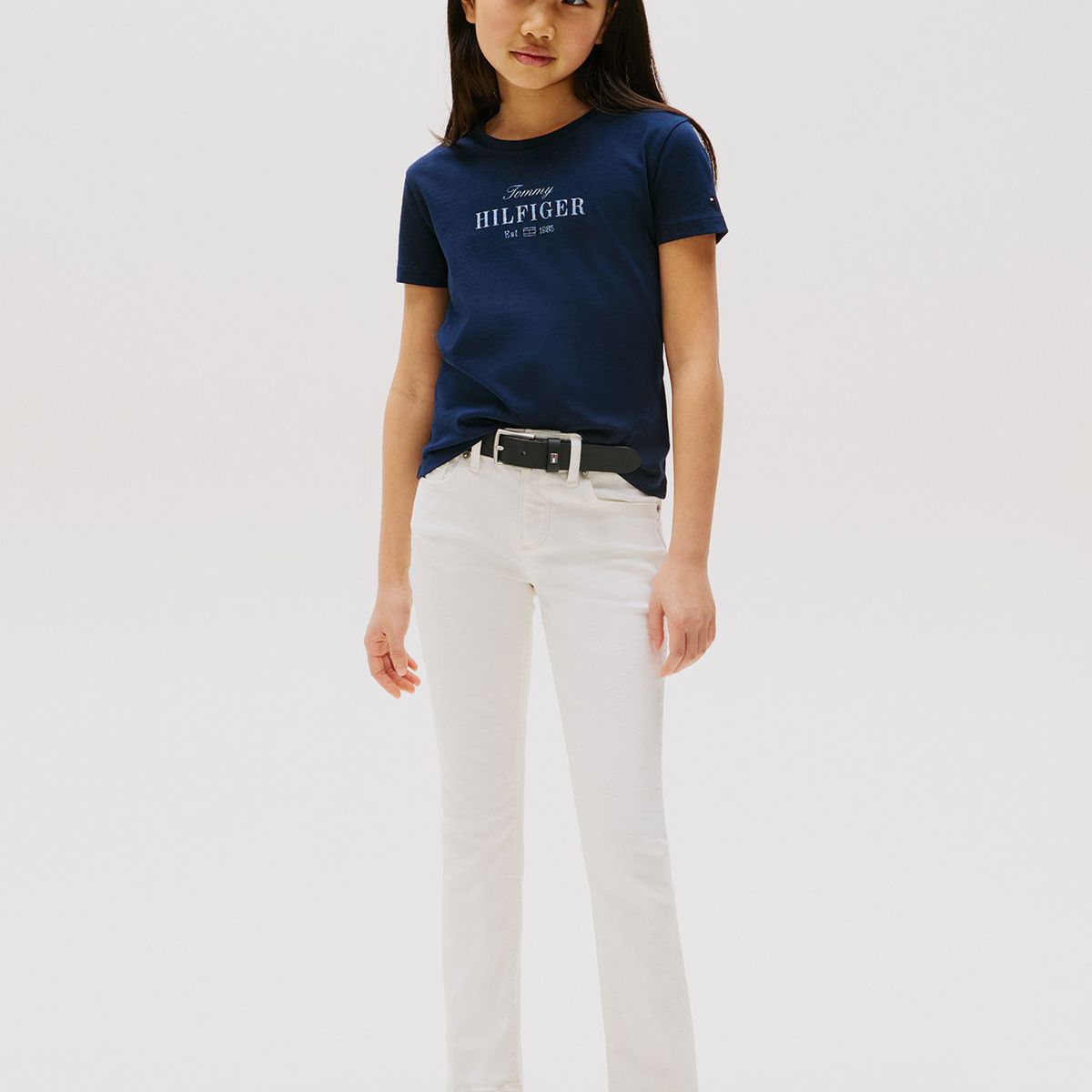 TOMMY HILFIGER - Polera Con Logo De Purpurina Azul Tommy Hilfiger