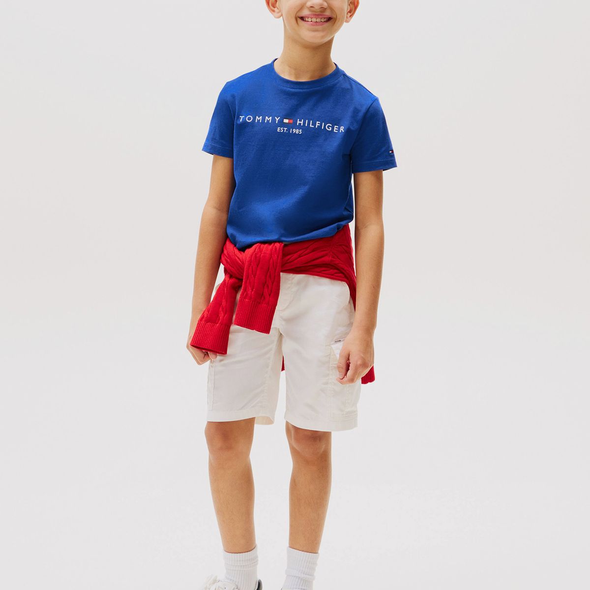 TOMMY HILFIGER - Polera Essential De Cuello Redondo Con Logo Azul Tommy Hilfiger