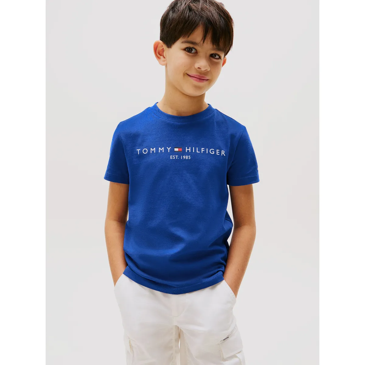TOMMY HILFIGER - Polera Essential De Cuello Redondo Con Logo Azul Tommy Hilfiger