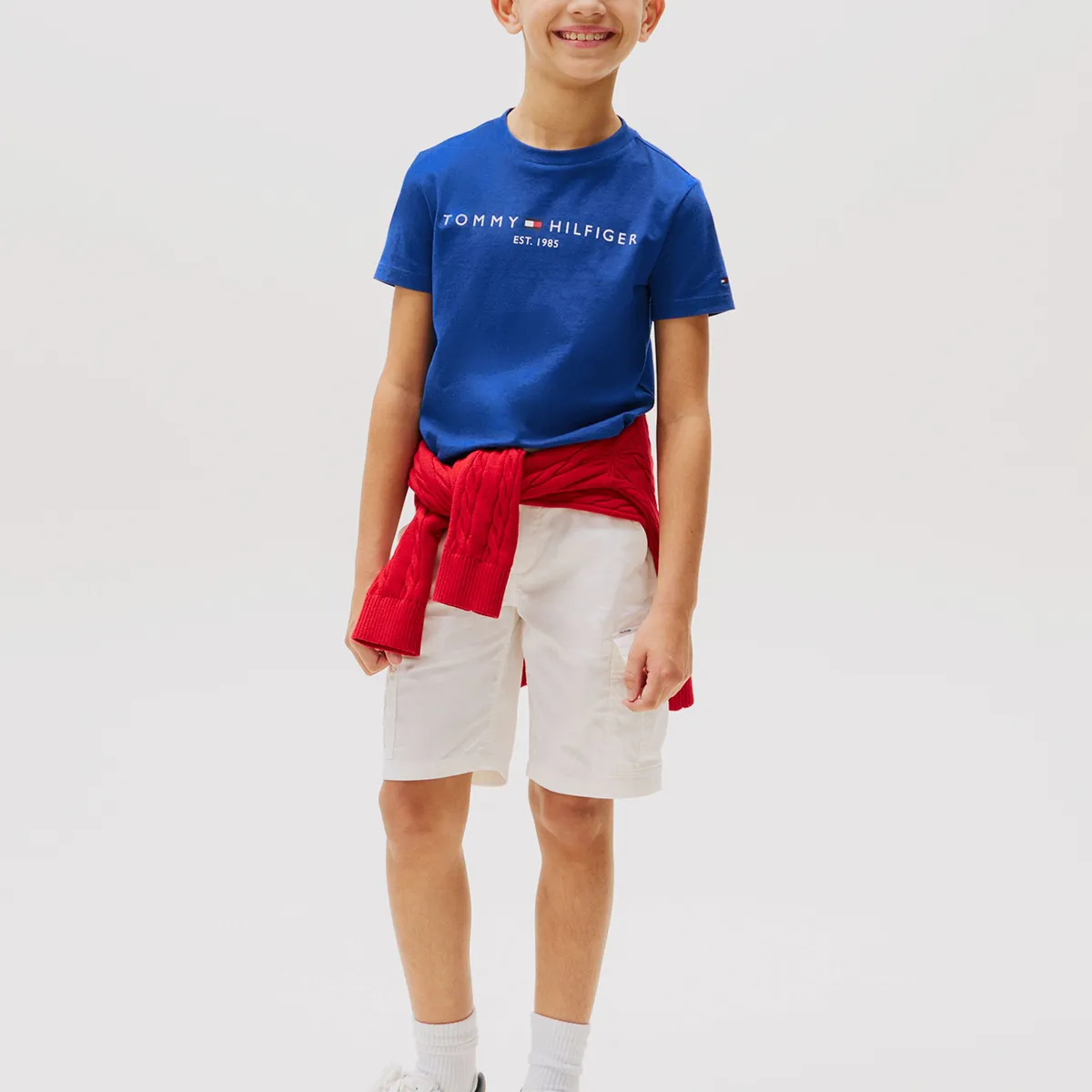 TOMMY HILFIGER - Polera Essential De Cuello Redondo Con Logo Azul Tommy Hilfiger
