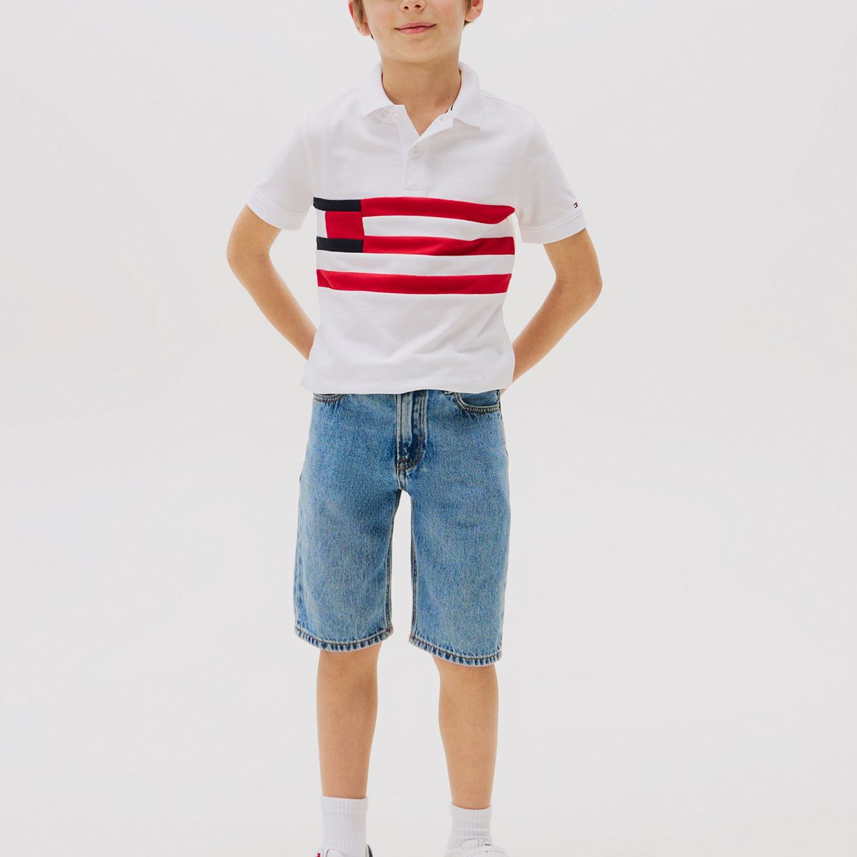 TOMMY HILFIGER - Polo Con Diseño Colorblock Con Logo Blanco Tommy Hilfiger