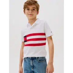 TOMMY HILFIGER - Polo Con Diseño Colorblock Con Logo Blanco