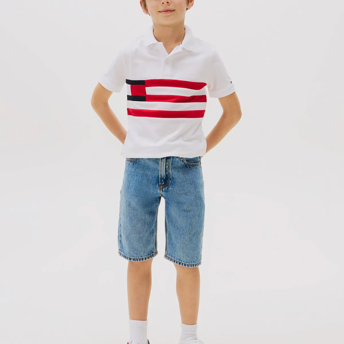 TOMMY HILFIGER - Polo Con Diseño Colorblock Con Logo Blanco Tommy Hilfiger